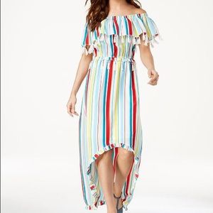 Colorful Maxi Striped Off the Shoulder Dress
